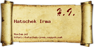 Hatschek Irma névjegykártya
